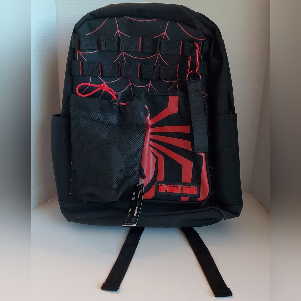 Spider-Man Miles Morales Utility Backpack New Blk & Red Webbed Bioworld Marvel